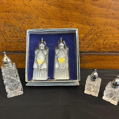 Lot of Vintage Fine Quality Cut Glass Salt & Pepper Shakers