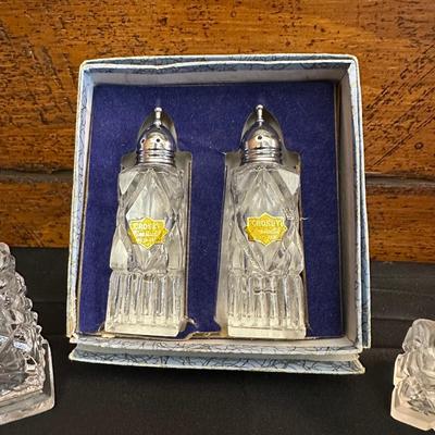 Lot of Vintage Fine Quality Cut Glass Salt & Pepper Shakers