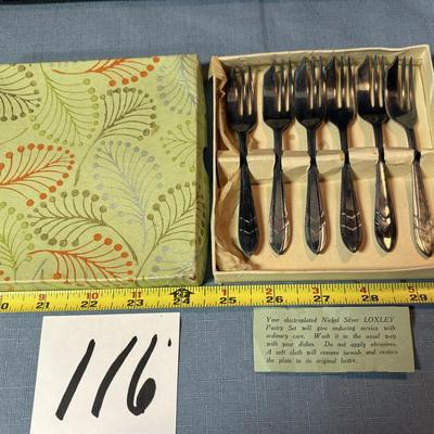Vintage Nickel Silver Pastry Forks