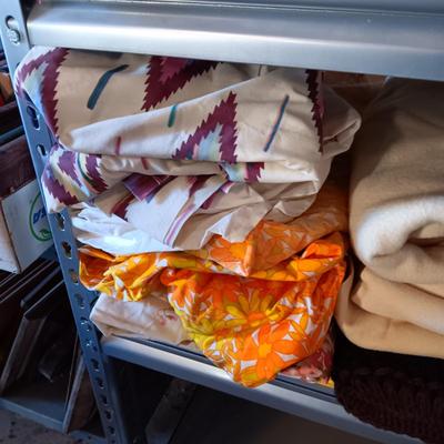 2 WOOL THROW BLANKETS, QUEEN SHEETS, BLANKET, FAUX FUR PIECES