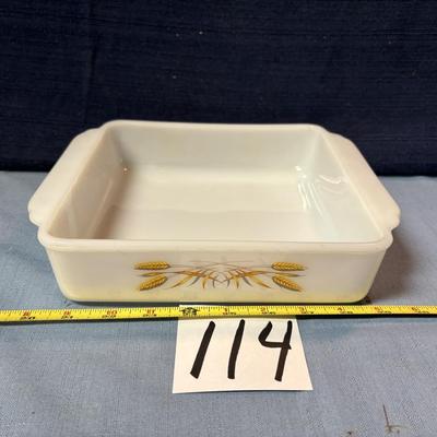 Vintage Fire King Golden Wheat 8” Baking Dish