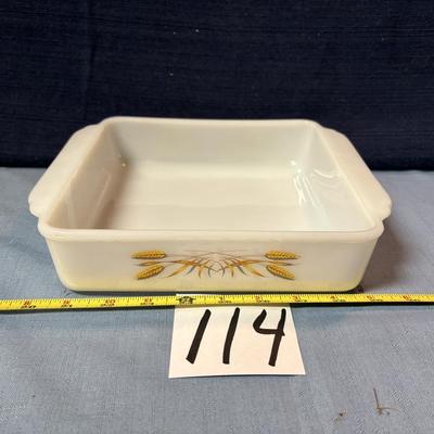Vintage Fire King Golden Wheat 8” Baking Dish
