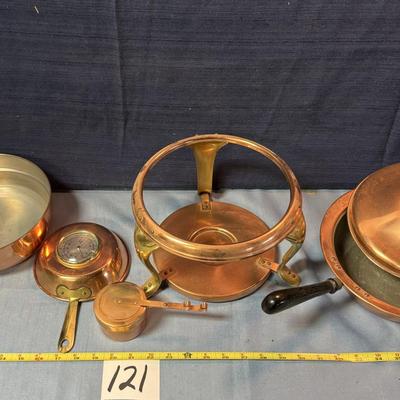 Vintage Copper Chafing Dish and Thermometer