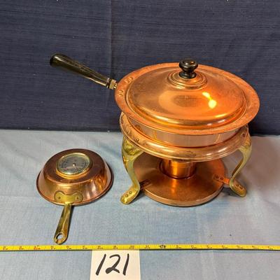 Vintage Copper Chafing Dish and Thermometer