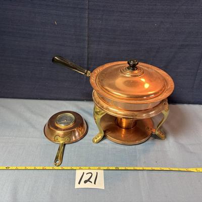 Vintage Copper Chafing Dish and Thermometer