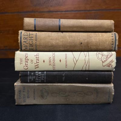 Lot of Vintage Hardcover Books including Authors Margaret Mitchell & John Steinbeck