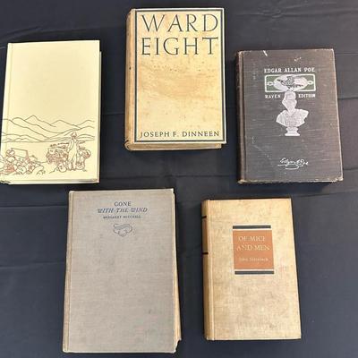 Lot of Vintage Hardcover Books including Authors Margaret Mitchell & John Steinbeck
