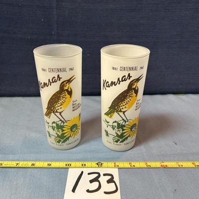 Antique Kansas 1961 Centennial Glasses