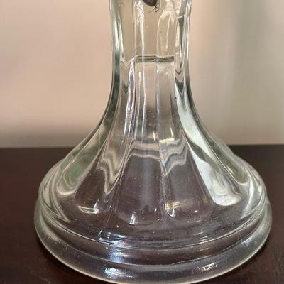 Two Etched Glass Hurricane Lamps