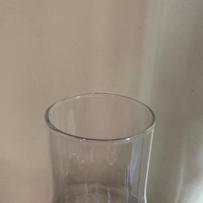 Two Etched Glass Hurricane Lamps