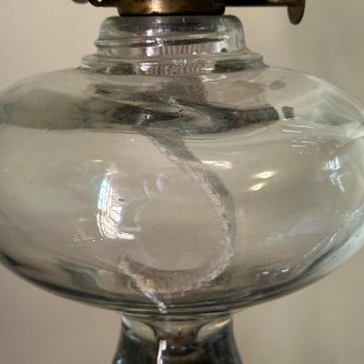 Two Vintage Glass Hurricane Lamps