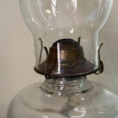 Two Vintage Glass Hurricane Lamps