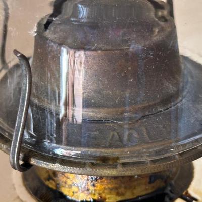 Two Vintage Glass Hurricane Lamps