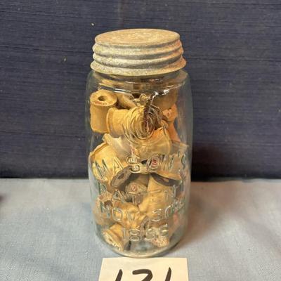 Jar of Vintage Wooden Spools