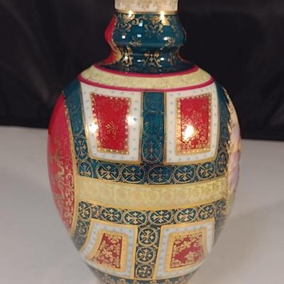Hand Painted Porcelain Vase with Gold Detailing- Possible Royal Vienna- Approx 6 1/4" Tall