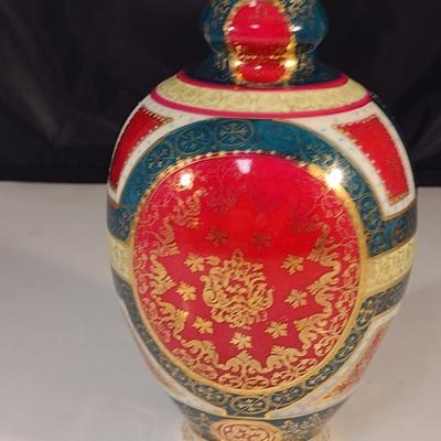 Hand Painted Porcelain Vase with Gold Detailing- Possible Royal Vienna- Approx 6 1/4" Tall