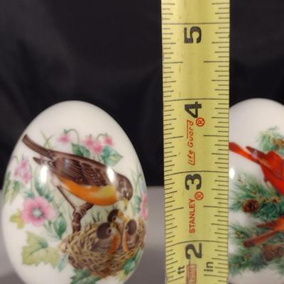 Collection of Avon Porcelain 'Eggs' with Bird Designs