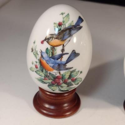 Collection of Avon Porcelain 'Eggs' with Bird Designs