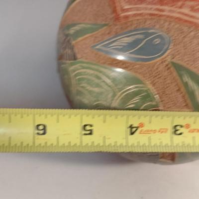 Carved Pottery Vase with Turtle Design- Possibly Nicaraguan- Approx 6 1/4" Tall