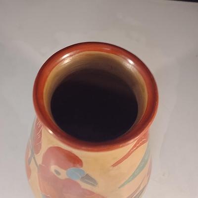 Carved Pottery Vase with Bird Design- Possibly Nicaraguan- Approx 7 3/4" Tall