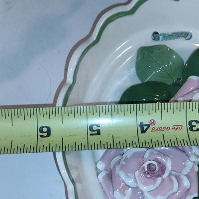 Pair of The California Cleminsons Hand Crafted Pottery Flower Design Wall Hangings