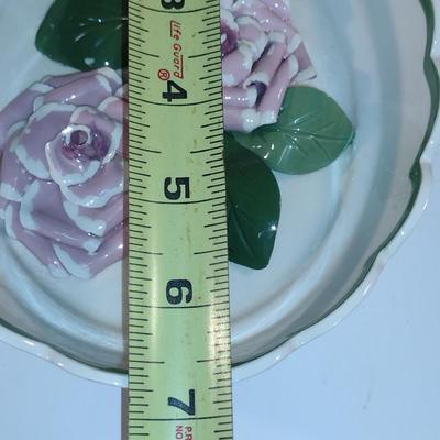 Pair of The California Cleminsons Hand Crafted Pottery Flower Design Wall Hangings