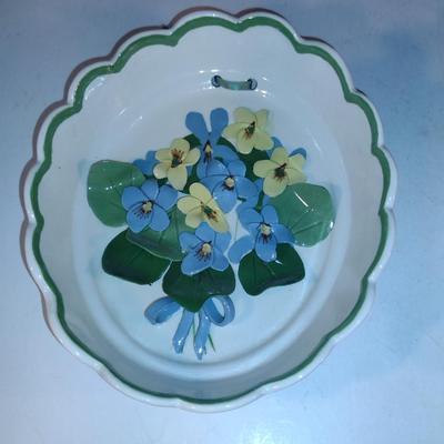 Pair of The California Cleminsons Hand Crafted Pottery Flower Design Wall Hangings