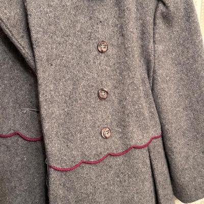 Three Vintage Grey Wool Coats, Girls Sizes 4, 6 & 14