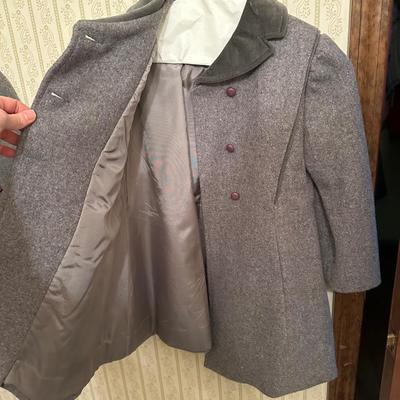 Three Vintage Grey Wool Coats, Girls Sizes 4, 6 & 14
