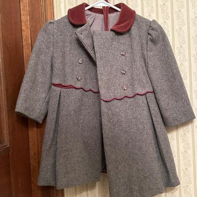 Three Vintage Grey Wool Coats, Girls Sizes 4, 6 & 14