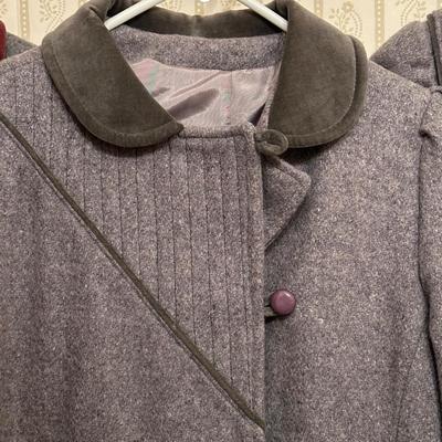 Three Vintage Grey Wool Coats, Girls Sizes 4, 6 & 14