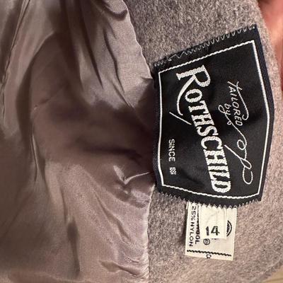 Three Vintage Grey Wool Coats, Girls Sizes 4, 6 & 14