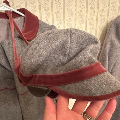 Three Vintage Grey Wool Coats, Girls Sizes 4, 6 & 14