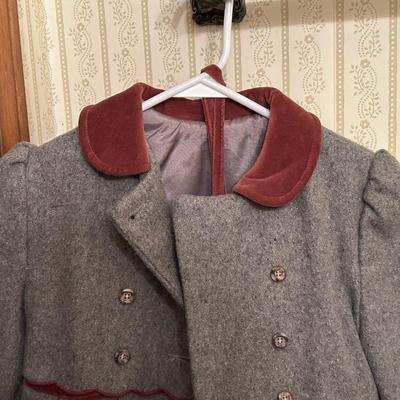 Three Vintage Grey Wool Coats, Girls Sizes 4, 6 & 14