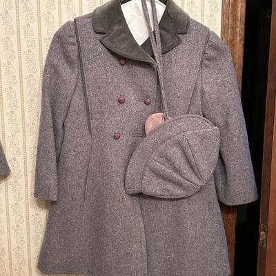 Three Vintage Grey Wool Coats, Girls Sizes 4, 6 & 14