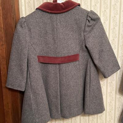 Three Vintage Grey Wool Coats, Girls Sizes 4, 6 & 14