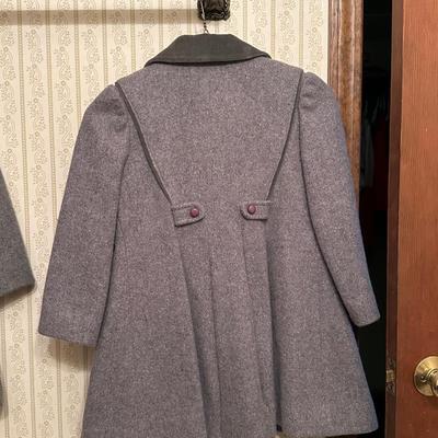 Three Vintage Grey Wool Coats, Girls Sizes 4, 6 & 14