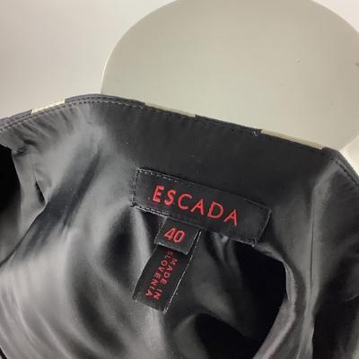574 New ESCADA Black and Tan Zig-Zag Skirt