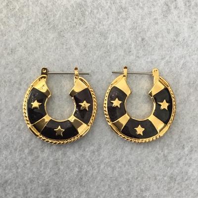 Vintage Avon boat star gold blue earrings