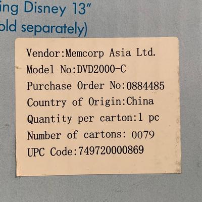 LOT 253 B: NIP Sealed Disney Electronics Classic DVD Player DVD2000-C