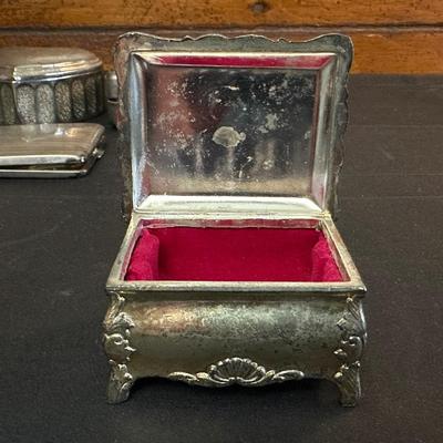 Vintage Sterling Silver Money Clip and Lot of Vintage Jewelry Boxes
