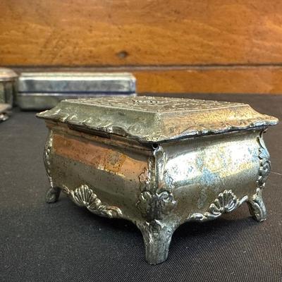 Vintage Sterling Silver Money Clip and Lot of Vintage Jewelry Boxes