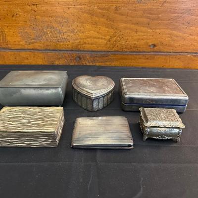 Vintage Sterling Silver Money Clip and Lot of Vintage Jewelry Boxes