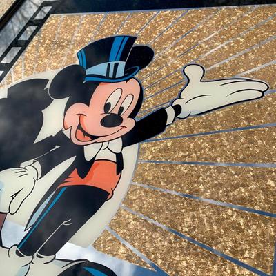 LOT 257 A: Framed Hollywood Mickey Gilded Mirror & 60th Anniversary Mickey Mouse Poster