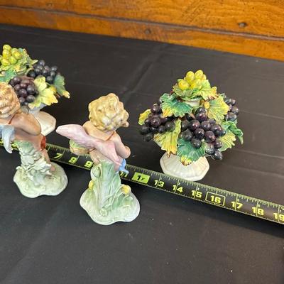Vintage Porcelain FASOLD & STAUCH Cherubs and a Pair of Italian Grape Candle Holders
