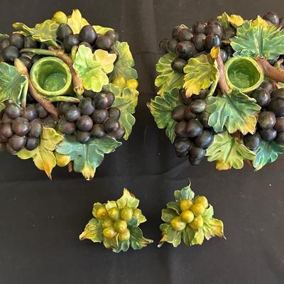 Vintage Porcelain FASOLD & STAUCH Cherubs and a Pair of Italian Grape Candle Holders