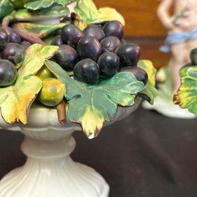 Vintage Porcelain FASOLD & STAUCH Cherubs and a Pair of Italian Grape Candle Holders