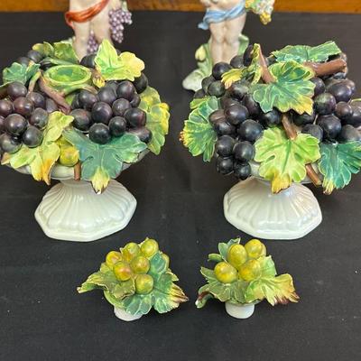 Vintage Porcelain FASOLD & STAUCH Cherubs and a Pair of Italian Grape Candle Holders