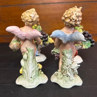Vintage Porcelain FASOLD & STAUCH Cherubs and a Pair of Italian Grape Candle Holders