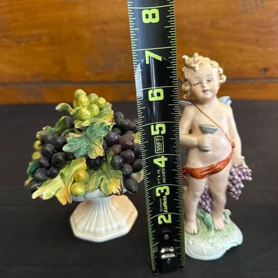 Vintage Porcelain FASOLD & STAUCH Cherubs and a Pair of Italian Grape Candle Holders